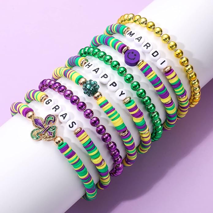 Surfer Heishi Bracelets for Women Stackable Rainbow Vinyl Disc Clay Beaded Stretch Bracelets Elastic Layering Friendship Bracelets Boho Summer Beach Jewelry
