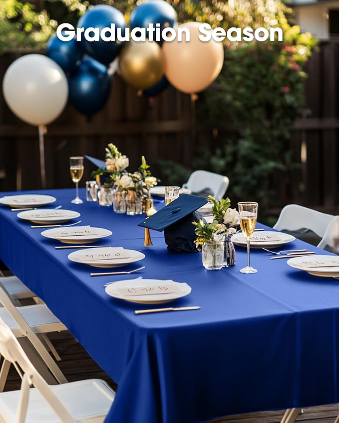 Pureegg Plastic Table Cloth Disposable 8 Pack, 54 x 108 Inch Table Cloths, Graduation Decorations Class of 2026, Graduation Party, Tablecloths, Rectangle, Plastic Cover, Leakproof & Sturdy, Navy Blue