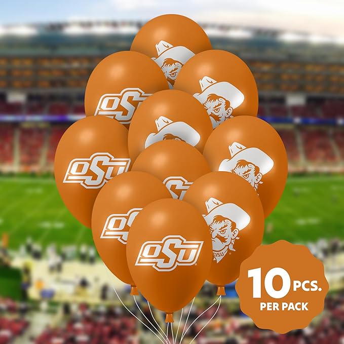 Oklahoma State Cowboys Balloons 10 Pack 11" Official Licensed Logos, Helium Quality Latex Balloons, Perfect for College Football Team Celebration, Decorated Front and Back by Westrick