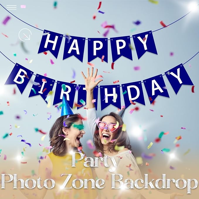 Happy Birthday Banner Dark Blue Happy Birthday Sign Birthday Decorations for Birthday Party Backdrop Wall Decor Dark Blue Birthdays Sign for Men Women Party Supplies