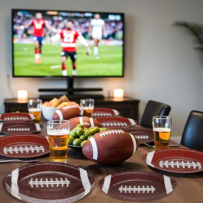 50 Pcs Football Plates - Rugby Shape Design Paper Plate, Disposable Dinner Dessert Paper Plates Tableware Set for Football Party Supplies Birthday Game day Tailgate Party Decorations Table Decor