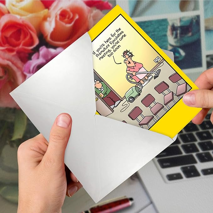 NobleWorks - 1 Hilarious Greeting Card for Birthday - Funny Birthday Cartoon, Comic Notecard - Too Soon 8318
