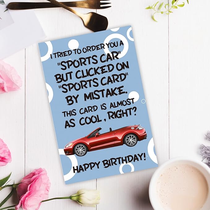 I Tried to Buy You A Sports Car Card! Humor Birthday Card for Daughter Son, Funny Supercar Card for Adult 18th Bday
