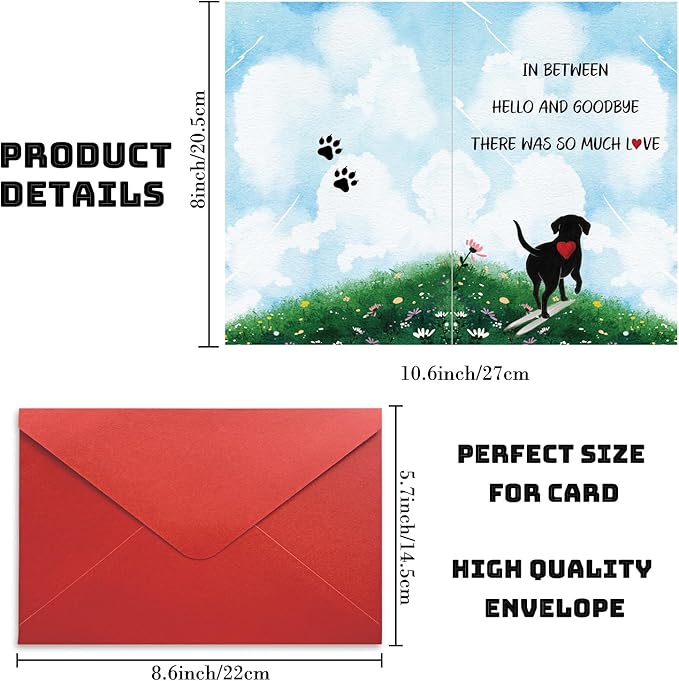 Pet Sympathy Cards for Dog loss Condolence Bereavement Card for Owner & Family Mourning and Missing Messages
