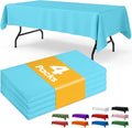 Light Blue Plastic Table Cloth - 4 Pack 54" × 108" Rectangle Disposable Tablecloths for 6FT Tables, Table Cover for Easter Party, Holiday & Gathering Use