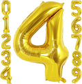 Gold Number 4 Balloon 40 Inch, Big Large Foil Helium Number Balloons, Giant Mylar Number 4 Balloons for 4 Year Old Birthday Party Decorations Supplies Anniversary