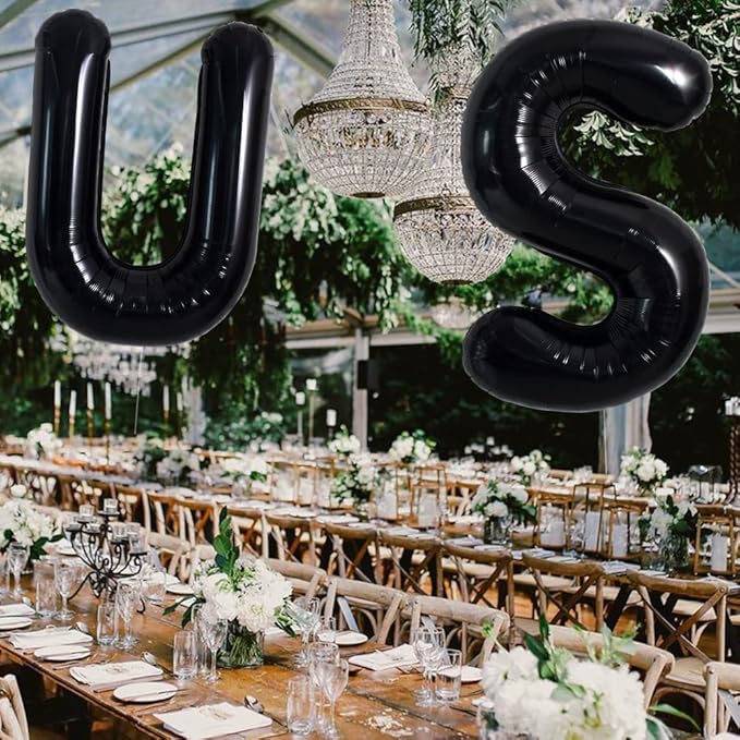 TONIFUL 40 Inch Large Black S Letter Balloon - Jumbo Helium Foil Mylar Big Alphabet for 2026 New Year Eve Graduation Wedding Baby Shower Birthday Party Anniversary Supplies Decorations