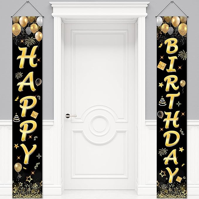 Birthday Decorations Banner, Happy Birthday Door Sign for Men Women Boys Girls Ideal Birthday Decorations Party Supplies Outdoor Indoor 72 x 12 Inch