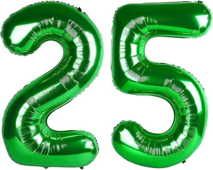 Green 40 Inch Large Number 25 52 Birthday Balloon, 25 52 Birthday Decorations, Foil 25 52 Mylar Helium Numbers Balloons Girl Boy Anniversary Party Supplies