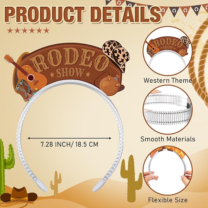 Blosssound 16 Pieces Western Headbands Wild West Cowboy Party Favors Decorations for Western Birthday Party Supplies Accessories
