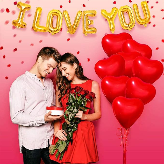 50 Pieces Love Heart Balloons 10-inch Red Latex Heart Balloons for Valentines Day Wedding Anniversary Engagement Birthday Garden Company Celebration Graduation Prom Party Decoration Romantic Decor