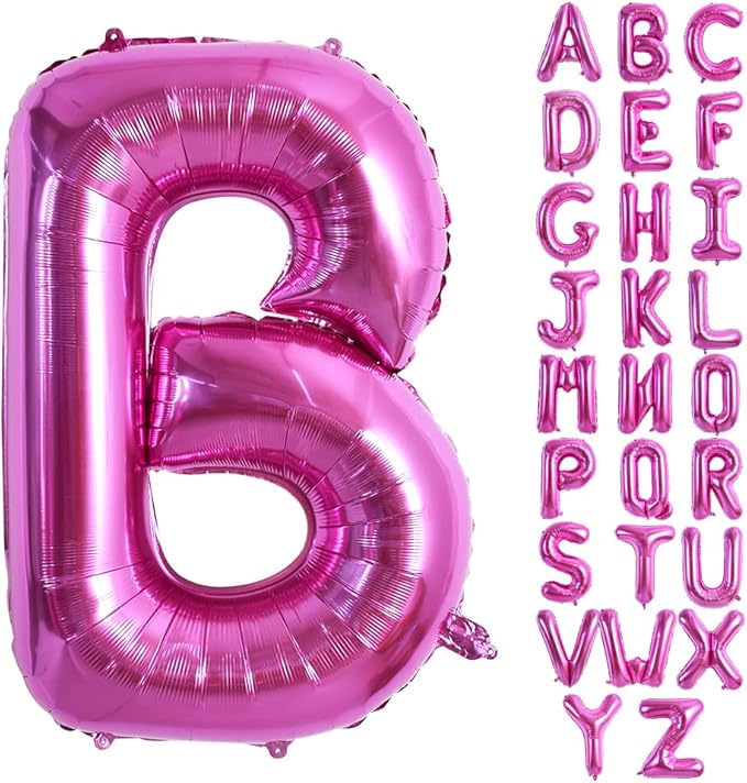 TONIFUL 40 Inch Large Rose Red Letter B Balloons Giant Hot Pink Alphabet Letter Balloons,Foil Mylar Big Balloons for Birthday Party Anniversary Supplies Decorations