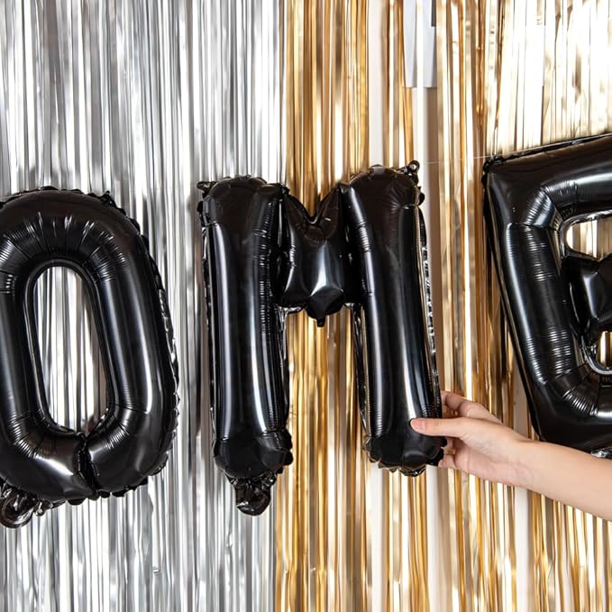 Restaurantware-Balloonify 16 Inch Letter Balloon, 1 Alphabet Party Balloon - Letter M, Self-Sealing, Black Foil Mylar Finish, Hanging Loop, Decoration For Birthday, Wedding, Or Graduation