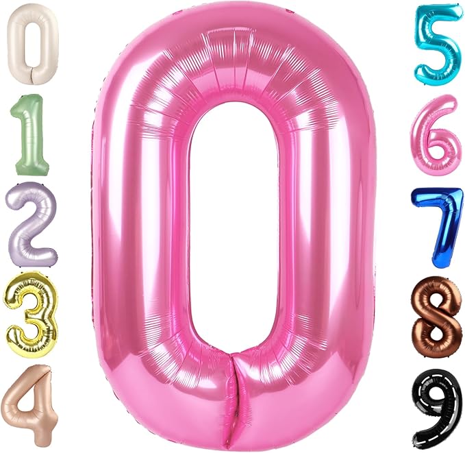 Number 0 Balloons 40 Inch Pink Number Balloons for 10 20 30 40 50 60 70 80 90 100 Numbers Balloon Birthday Decorations Wedding Event Baby Shower