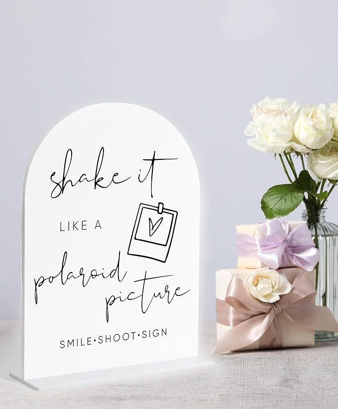 Photo Guest Book Sign, White Arch Acrylic Wedding Sign, Wedding Guest Book Alternative, Bridal Shower Decor, Engagement Party Decor, Centerpiece Table Decorations Party for Bride and Groom-21
