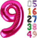 Hot Pink Number 9 Balloon 40 Inch, 9th Birthday Party Decorations for Children, Giant 9 Foil Balloon for Party Supplies