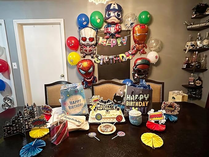 Birthday Decoration,Birthday Party Supplies,birthday Banner,Balloons,Toppers Cake Toppers,6 Pcs Large Foil Balloons for Kid's boy Girls