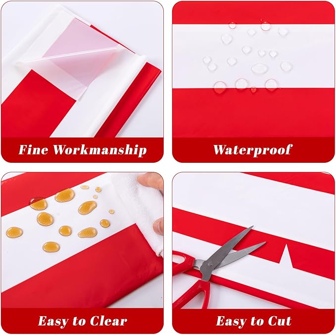 Kesfey 5 Packs Red and White Horizontal Striped Tablecloth 54 x 108 Inch Carnival Circus Theme Party Table Cloths Decorations Waterproof Rectangle Red Striped Tablecover for Picnic Birthday Party