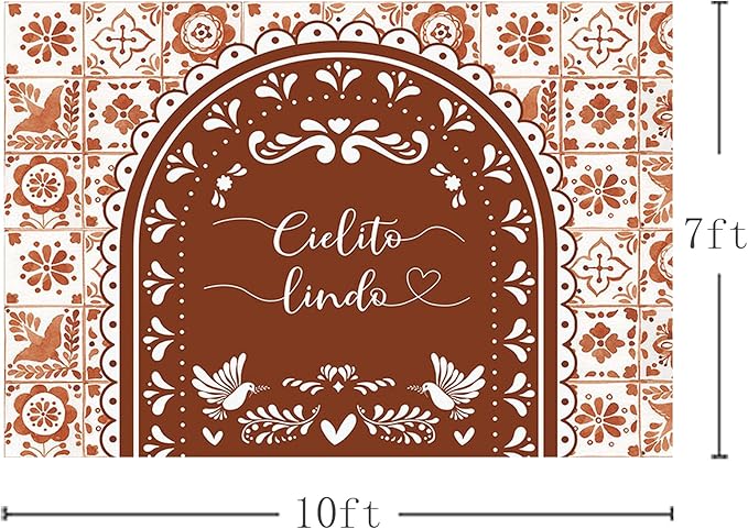 MEHOFOND 10x7ft Cielito Lindo Baby Shower Backdrop Brown Arch Cielito Lindo Baby Shower Party Decorations Banner Mexican Wedding Birthday Fiesta Party Decor Photography Background Supplies