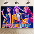 Demon Movie Hunters Birthday Party Decorations,Happy Birthday Banner Backdrop for Birthday Party Supplies