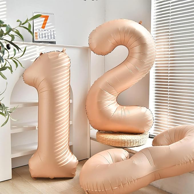 0 Number Balloon, Number Balloons 40 Inch, Beige Large Big Foil Number Balloons for Birthday Party Graduation Wedding Anniversary Baby Shower Bachelorette Decoration Supplies