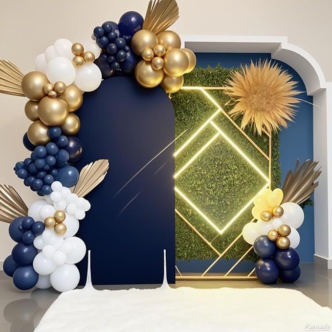 Blue Gold Balloon Garland Kit, 120pcs Blue Gold White Balloon Arch Kit With Gold 4d Foil Balloon Different Sizes For Graduation Party Birthday Celebration Baby Shower Wedding Bridal Shower Decoration