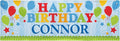 Let's Make Memories Personalized Blue Happy Birthday Banner for Kids - Custom Birthday Party Decorations - Indoor/Outdoor Vinyl - Any Name - Balloons and Stars - 6ft