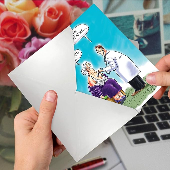 NobleWorks Big Breaths Unique Funny Birthday Card with Envelope 4813