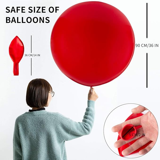 Giant Thick Balloons 36 inch Green Big Round Latex Balloons 6 Packs for Party Decorations