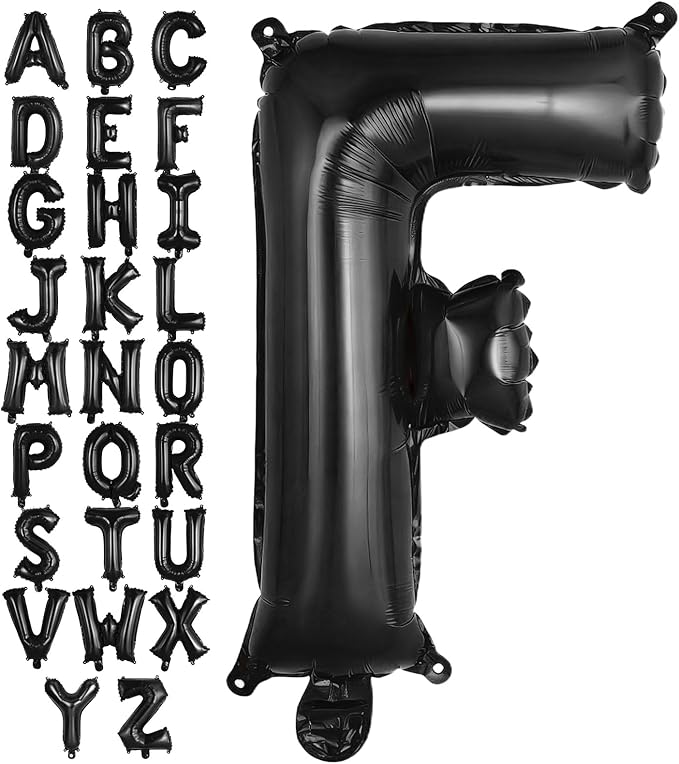 Black Letter F Balloons, 40 Inch Large Foil Letter Balloons, Custom Phrase Balloon for Birthday Party Wedding Anniversary Decoration (Black F)