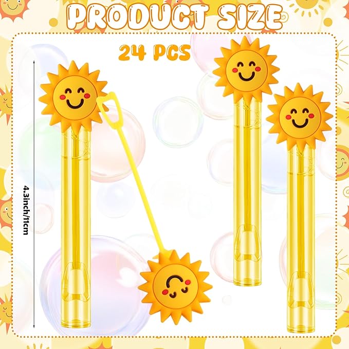 Jenaai 24 Pcs First Trip Around the Sun 1st Birthday Bubble Wands Cute Bubbles Party Favors for Summer Activity Cartoon Birthday Gifts Carnival Goody Bag Stuffers Wedding Supplies