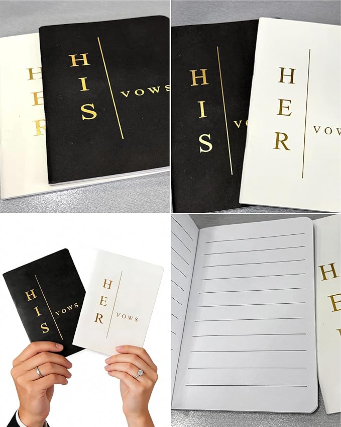 Vow Books His and Hers, Wedding Vow Books with Soft Touch Gold Foil Engraving, Wedding Essentials, Wedding Accessories