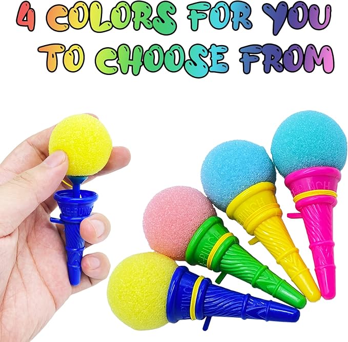Juuxncgv 30PCS Ice Cream Shooters Toy,4 Inch Ice Cream Foam Ball Launcher,Mini Ice Cream Launcher Cone Sponge Balls for Kids,Children,Carnival Prize,Party Favors,Goody Bag Filler