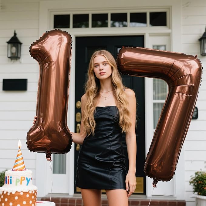 40 Inch Dark Brown Balloon Number 7 First Birthday Jumbo Mylar Foil Helium Chocolate Balloon for 17 27 37 Birthday Digital for 70th Party Wedding Anniversary Party Decorations