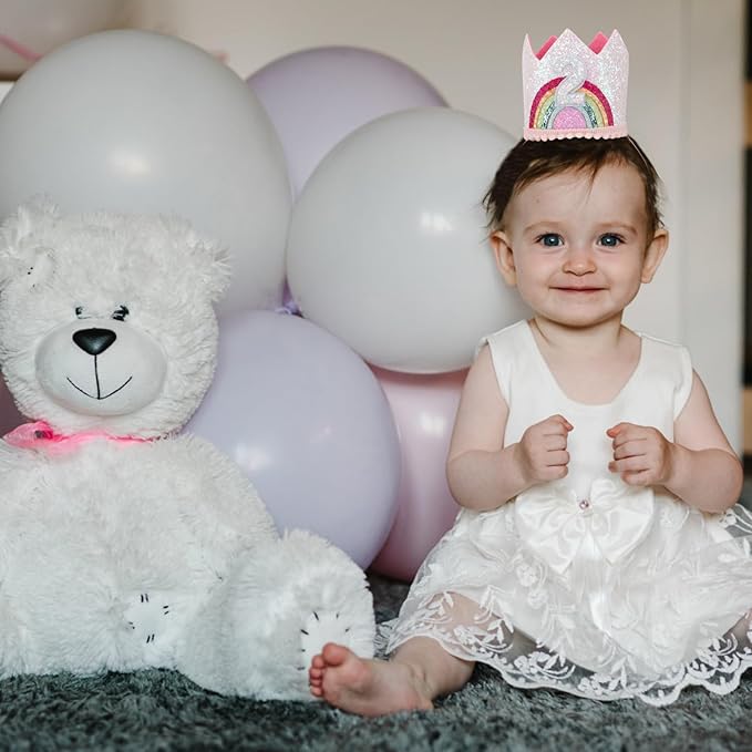 2nd Birthday Crown Princess Tiara, Rainbow Hat Headband - Birthday Gift Decorations and Accessories for Two Year Old Girl's Party