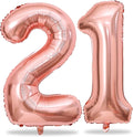 Rose Gold 21st Birthday Balloons for Her, 40In Rose Gold Mylar Foil Number 21 Balloons for Girls, Birthday Party Balloons Numbers 2 and 1 for Women 12th 21st Anniversary Decorations Supplies