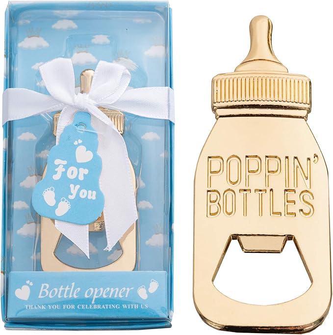 24 Packs Poppin Bottle Openers for Baby Shower Favors,Gifts,Decorations and Souvenirs (Blue, 24)