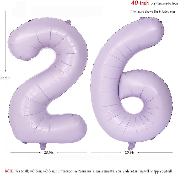 40 In Matte Purple Number Balloons Helium Foil Mylar Balloon Birthday Party banquet Decoration Digital 26