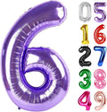 Purple Number 6 Balloon 40 Inch, 6th Birthday Party Decorations for Children, Giant 6 Foil Balloon for Party Supplies