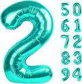 Teal Blue 2 Balloon, Number Balloons 40 Inch, 2nd Balloon Number Birthday Decorations, Second Two Birthday Party Supplies, Number 2 Balloon