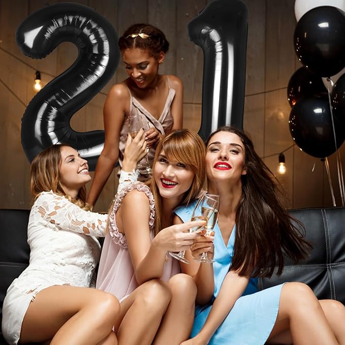 Number 2 Balloons 40 Inch Large Helium Foil Mylar Balloons For Birthdays Party Decorations/Wedding/Anniversary/Graduations/Baby Shower (Black)