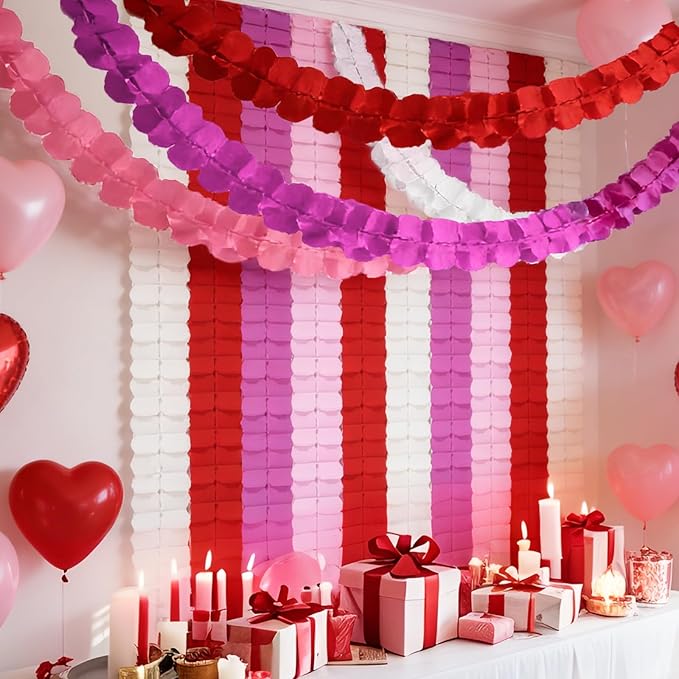 Pink-Red Valentines-Day Party-Decorations Garland Banner - Four-Leaf Clover Streamers Hanging Birthday Decor Wedding Baby Bridal Shower Girl Home Party Backdrop Engagement Bachelorette Garsellen
