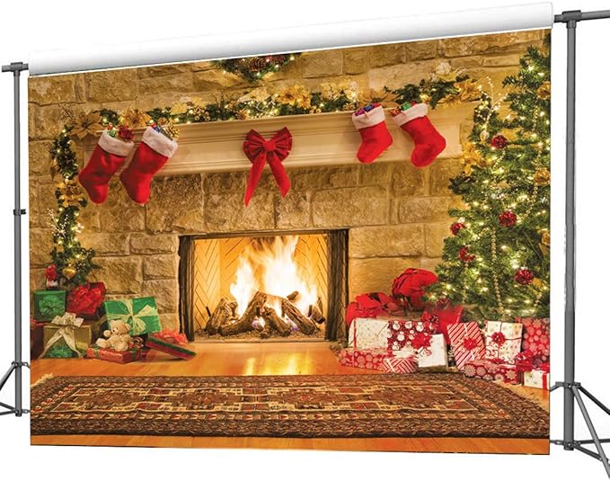 CYLYH 10x8ft Christmas Photography Backdrops Child Christmas Fireplace Decoration Background for PhotoChristmas Party Background