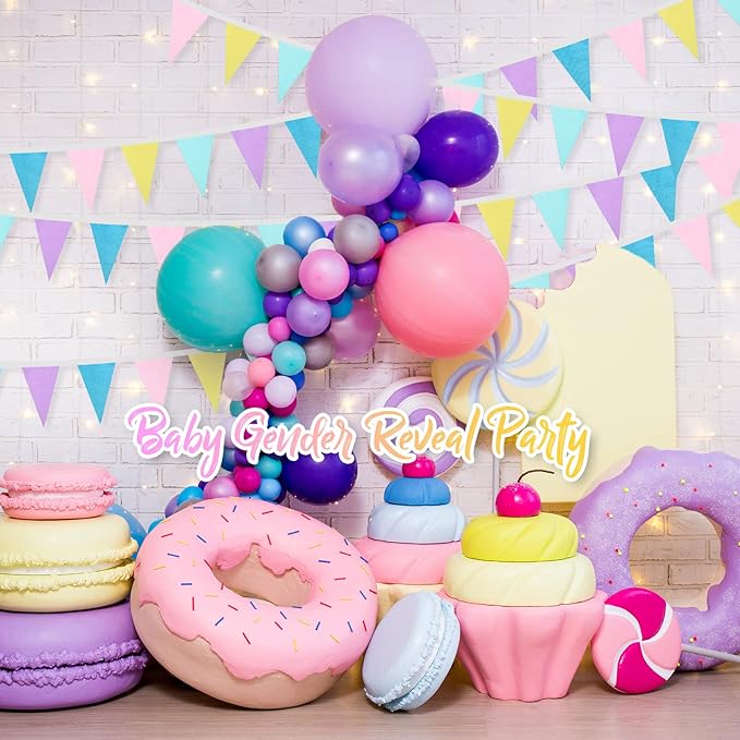 Tatuo 120 Pcs/45 Feet Pennant Banner Flags 4 Pack Pastel Garland Party Decorations Colorful Triangle Bunting Banner Fabric Pennant Flag for Pastel Birthday Easter Garden Baby Shower Wedding Outdoor