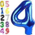 Balloon Numbers 40 Inch Foil 4 Balloons for Birthday Party Decoration, Blue Number 4 Ballon for 4, 14, 24, 40 Celebration, Birthday, Christmas, Anniversary Decor