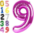 Rose Purple Number 9 Balloon, Foil 40 Inch Happy 9 19 29 90 Birthday for Men And Women, Foil Balloons Decoratins for Wedding Anniversary, Single, New Year, Halloween Party Syupplies