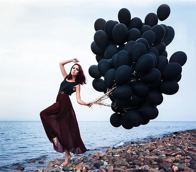 Black Latex Balloons 100 Pack 12 Inch Black Round Helium Balloons Party Balloons for Birthday Themed Wedding Graduation New Year Backdrop Decorations