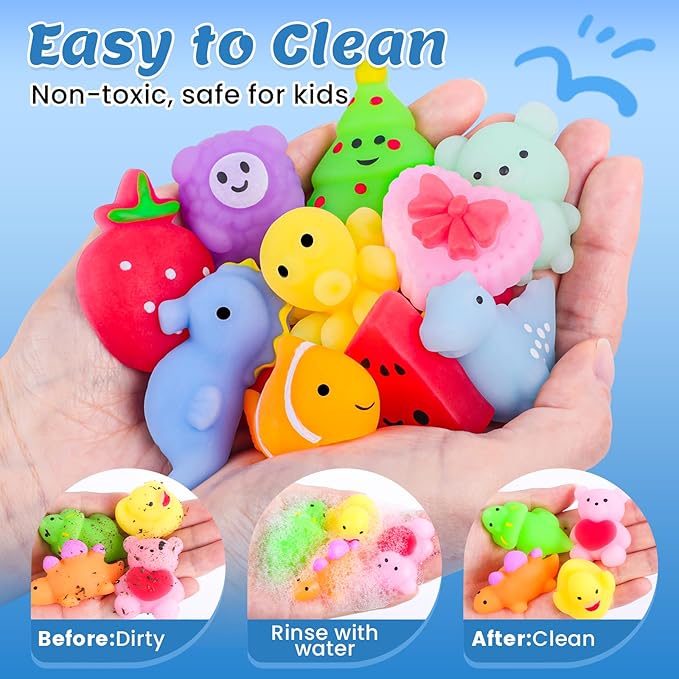 200 Pack Squishy Toys, Mochi Squishy Bulk, Kawaii Squishies Party Favors for Kids, Stress Relief Sensory Toys, Treasure Box Toys for Classroom Prizes, Easter Basket Stuffers,Goodie Bags Fillers