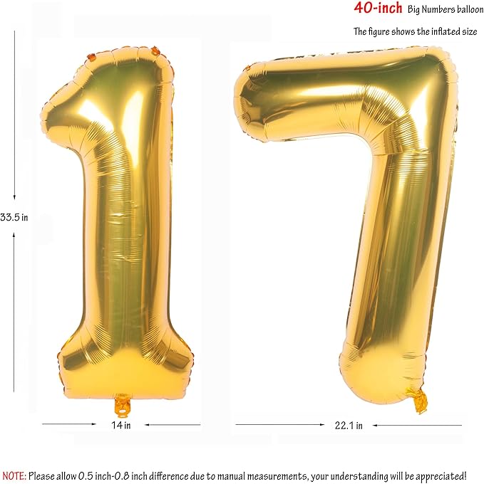 40 Inch gold Number Balloons Helium Foil Mylar Balloon Birthday Party banquet Decoration 17