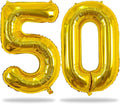 Gold Number 50 Birthday Balloons, 40 Inch Large Mylar Foil Number 5 and 0 Balloons for Women, 50th Birthday Balloons Gold for 50 Year Old Men Anniversary Birthday Party Decorations Supplies